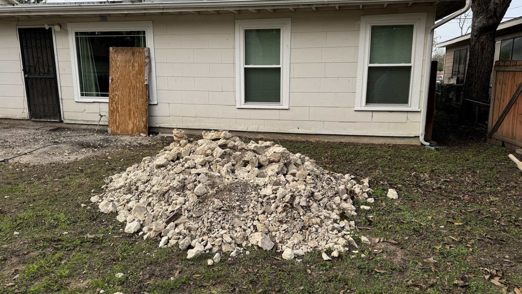 Concrete pile before removal